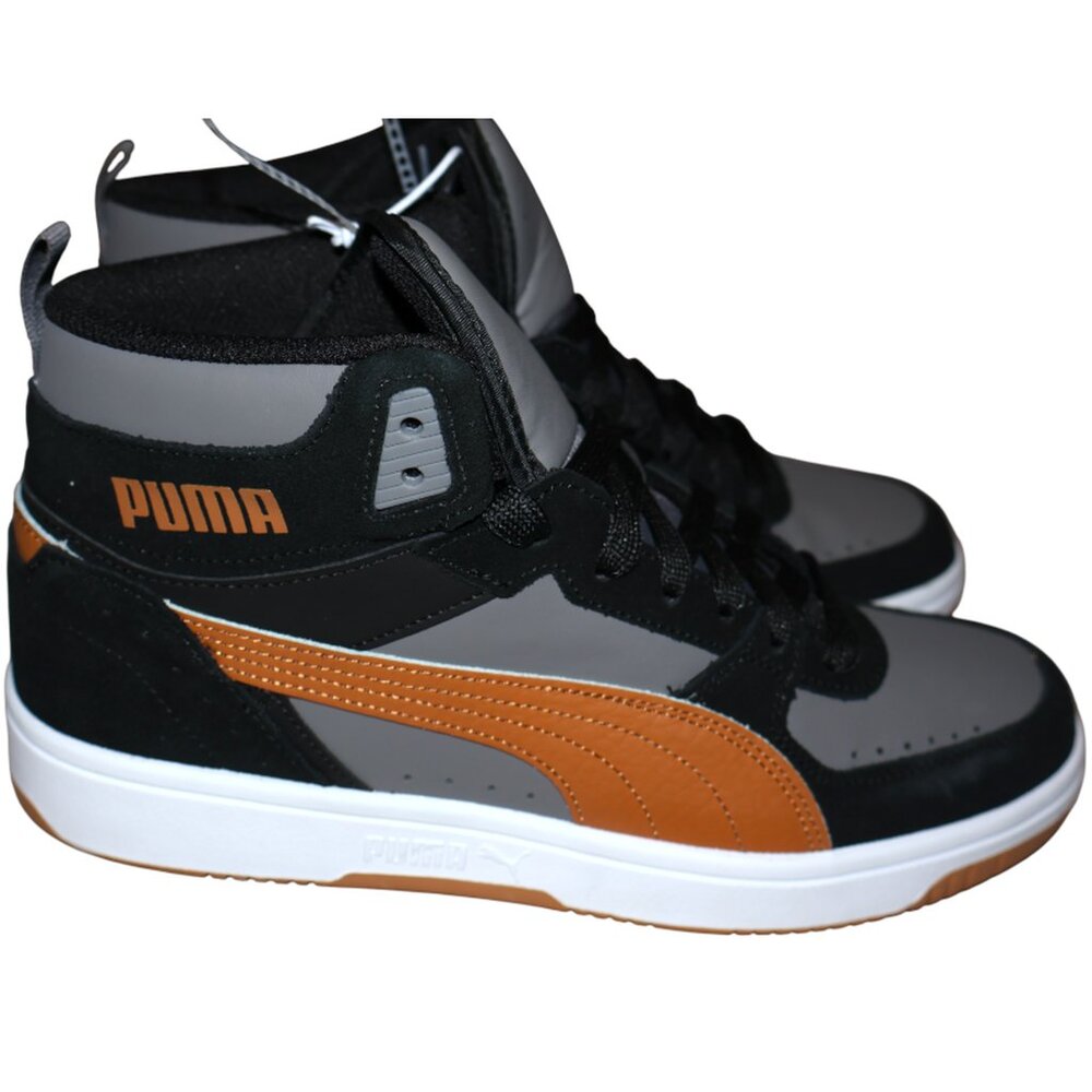 Puma Rebound Joy Sneakers High Top Black Grey & Tan Suede Men’s Size 9